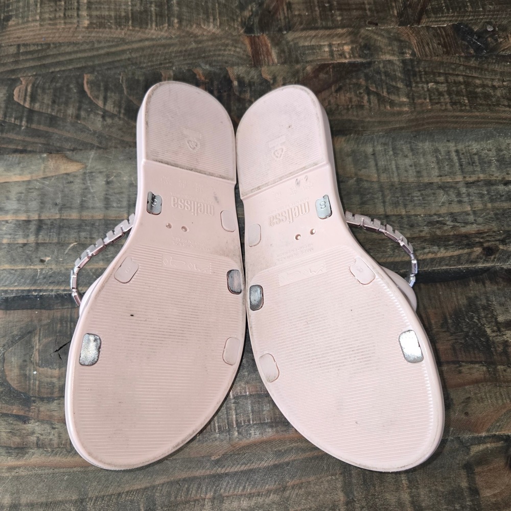 Melissa Women Pink Jelly Slide Sandals Metallic Flat Size 9, Barbiecore Poolside - Picture 5 of 7